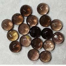 10MM FACETED ROUND CABOCHON SMOKEY QUARTZ(10PCS/BAG)